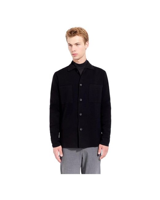 FILIPPO DE LAURENTIIS Truien & Vesten ,Zwart ,Wol Overshirt Punto Milano in het Black voor heren