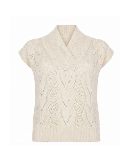 D.exterior White V-Neck Knitwear