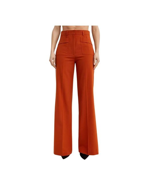 Fay Broeken ,Oranje ,Katoen Oranje Palazzo Broek Hoge Taille in het Red