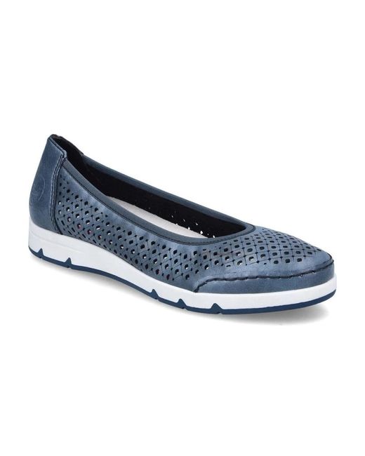 Rieker Perforated Ballet Flat in het Blue
