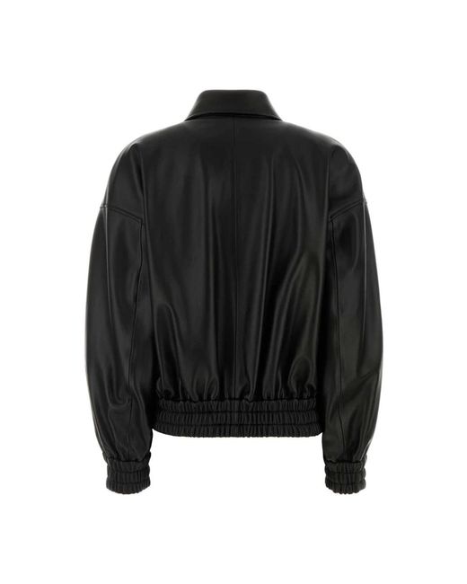 Jil Sander Leren Bomberjack in het Black