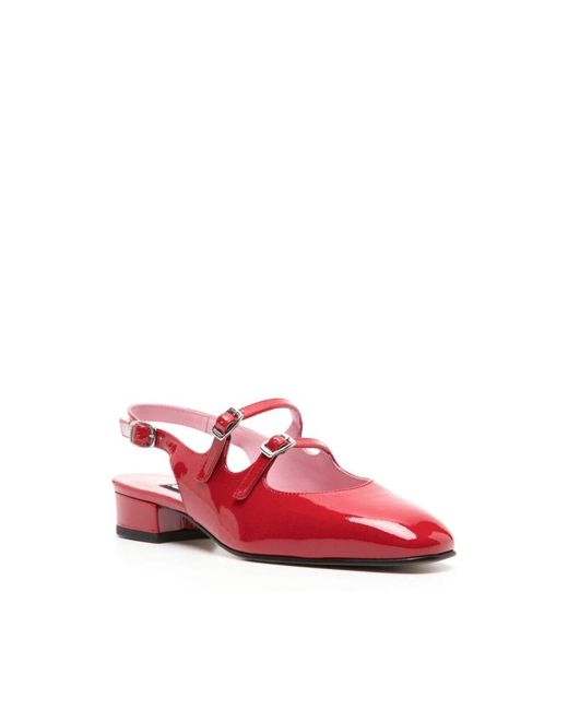 CAREL PARIS Red Rote glänzende doppelte schnalle knöchelriemen pumps