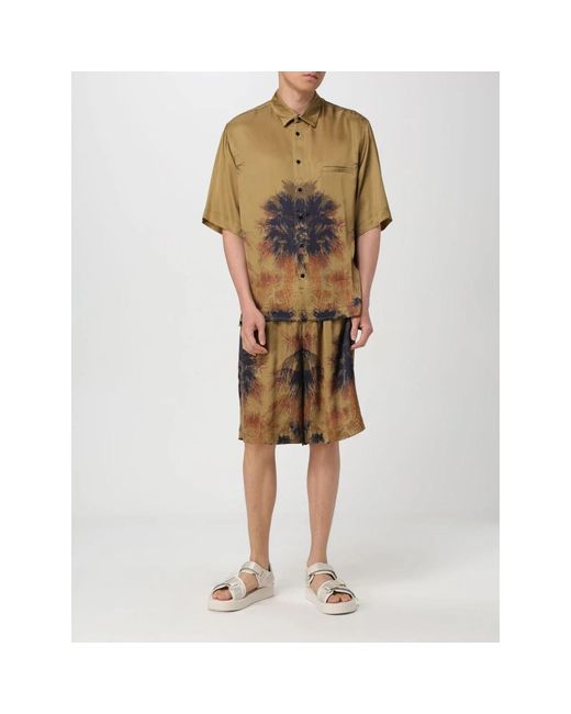 Laneus Palm Print Elastische Taille Shorts in het Natural voor heren
