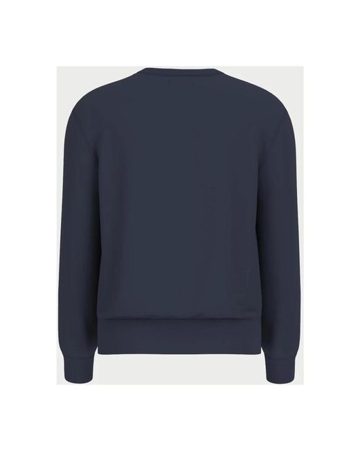 Guess Blauwe Sweater Slim Script Crewneck in het Blue voor heren