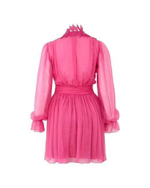Alberta Ferretti Korte Jurk Met V-Hals in het Pink