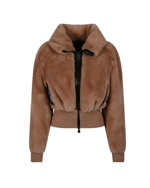 Pinko Brown Faux Fur & Shearling Jackets