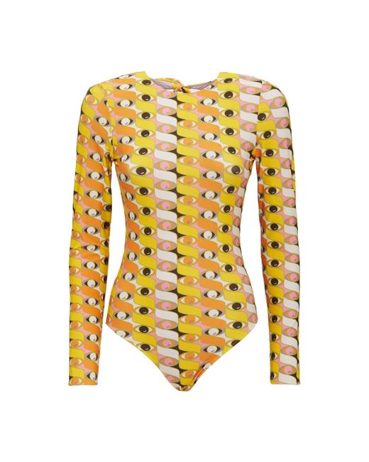 LaDoubleJ Badmode ,Geel ,Backless Surf One-Piece Badpak in het Yellow