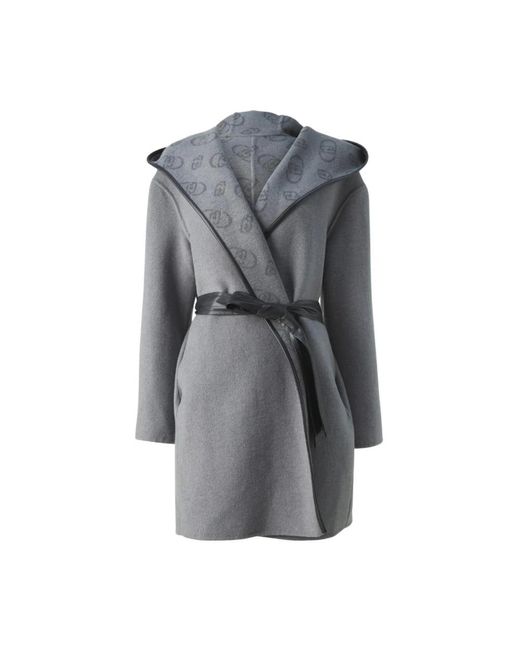 Liu Jo Jassen ,Grijs ,Wol Basic Wollen Jas in het Gray