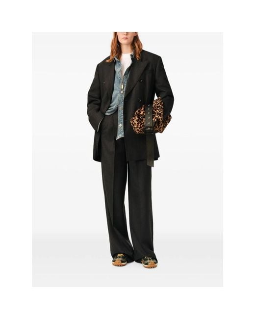 AMI Black Wide Trousers