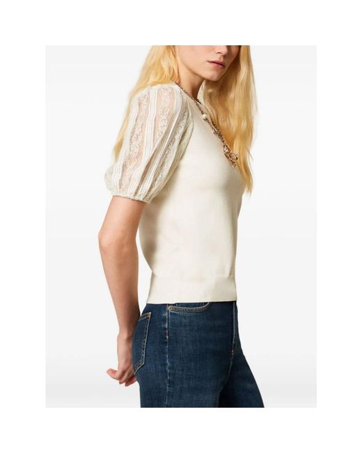 Twinset White Round-Neck Knitwear