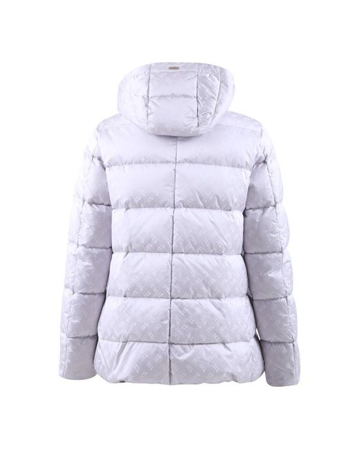 Herno Blue Gesteppte Jacke mit Kapuze und vorderem Verschluss