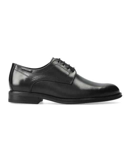 Mephisto Zwarte Leren Veterschoen Voor in het Black voor heren