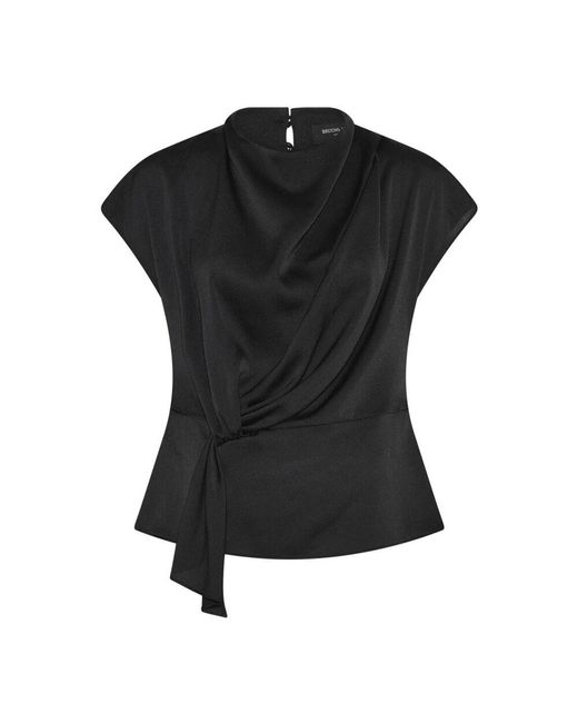 Bruuns Bazaar Black Schwarze drapierende bluse