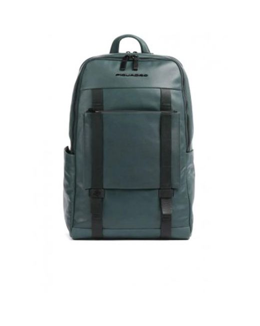 Piquadro Leder laptop rucksack in Green für Herren