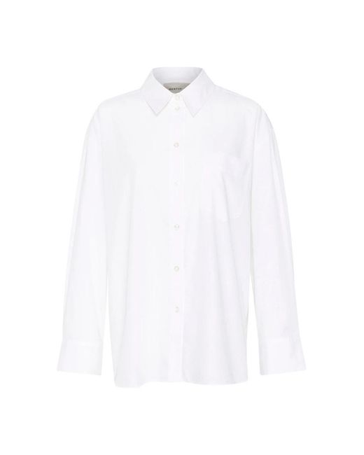 Gestuz Overhemden ,Wit ,Katoen Oversized Wit Overhemd Met Knoopsluiting in het White