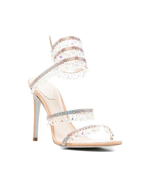 Rene Caovilla White High Heel Sandals