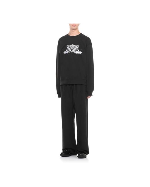 KENZO Hoodies & Sweatvesten ,Zwart ,Katoen Zwarte Crewneck Sweatshirt Met Tijger Borduurwerk in het Black voor heren