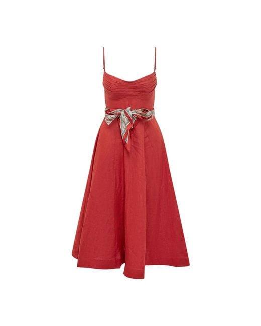 Zimmermann Kleedjes ,Rood ,Polyester Rebellion Tuck Midi Jurk in het Red