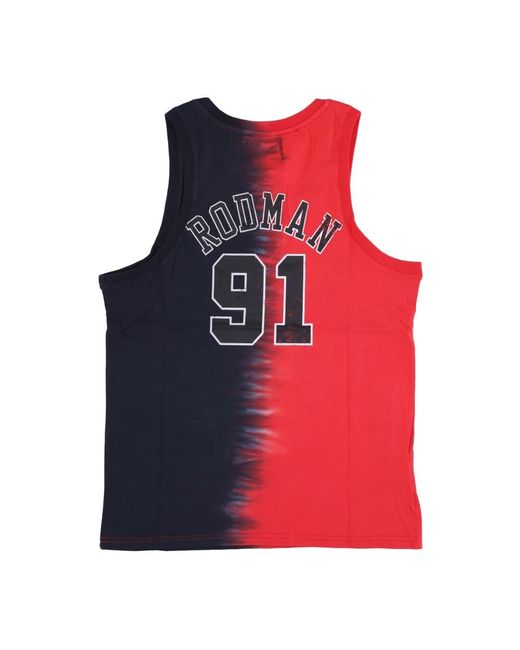 Mitchell & Ness Fitness ,Veelkleurig ,Katoen Chicago Bulls Tie Dye Tank Rodman in het Red voor heren