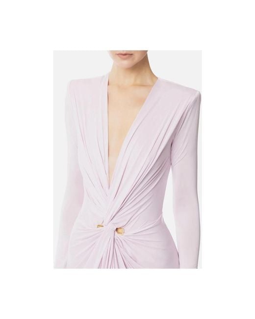Elisabetta Franchi Rode Loper Gedrapeerd Jersey Jurk in het Pink