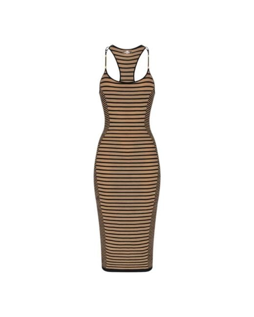 Elisabetta Franchi Brown Midi Dresses