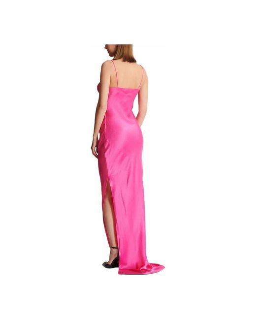 Balmain Pink Geschlitztes Kleid Aus Drapiertem Satin