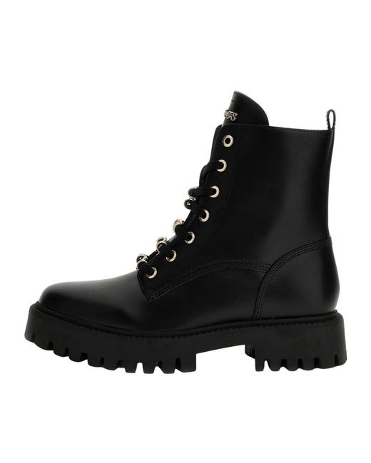 Guess Black Lace-Up Boots