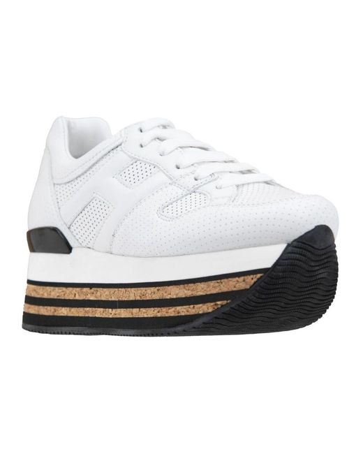 Hogan White Leder-sneaker mit wildlederabsatz