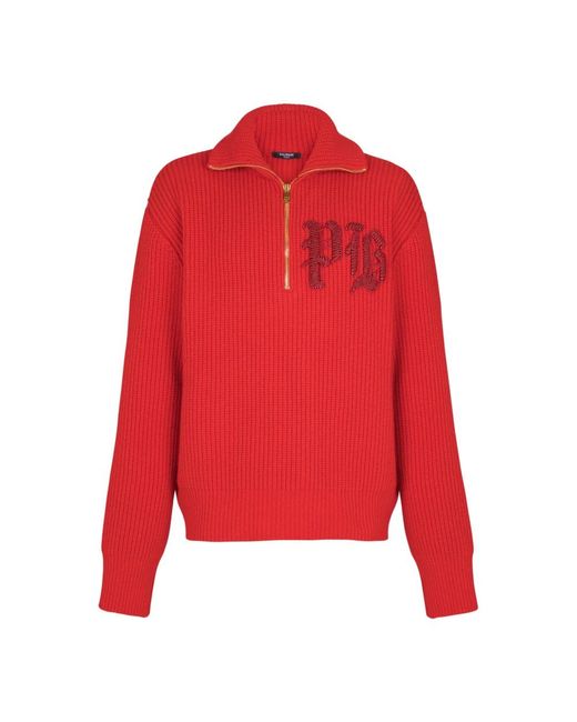 Balmain Truien & Vesten ,Rood ,Wol Cabe Gebreide Trui in het Red voor heren