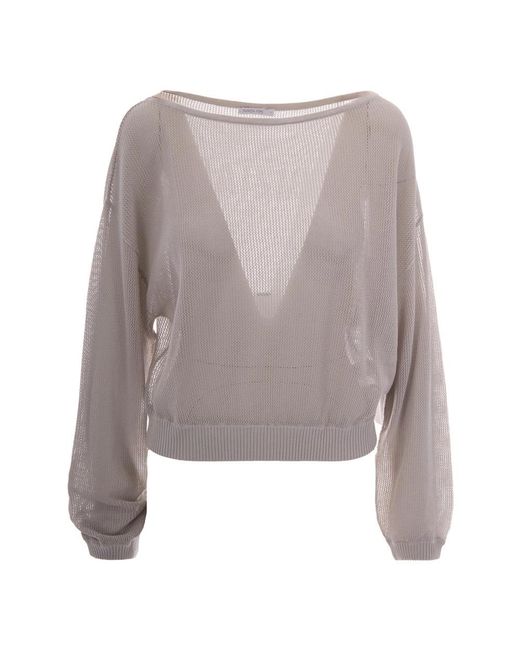 Patrizia Pepe Gray V-Neck Knitwear