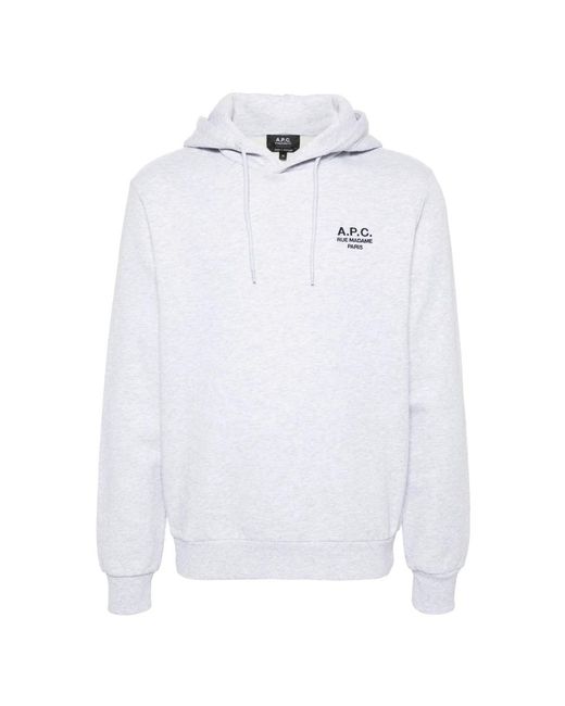 A.P.C. Hoodies & Sweatvesten ,Grijs ,Katoen Katoenen Hoodie in het White voor heren