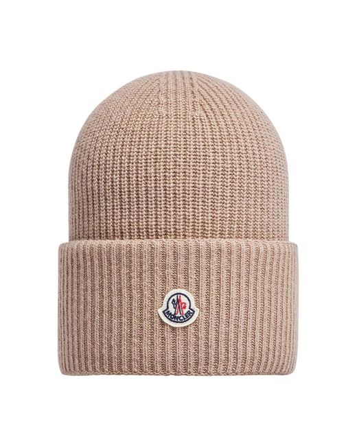 Moncler Logo-Patch Beanie in het Natural