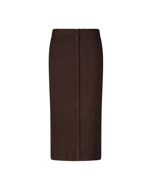 Victoria Beckham Brown Midi-Rock Mit Knopfdetail