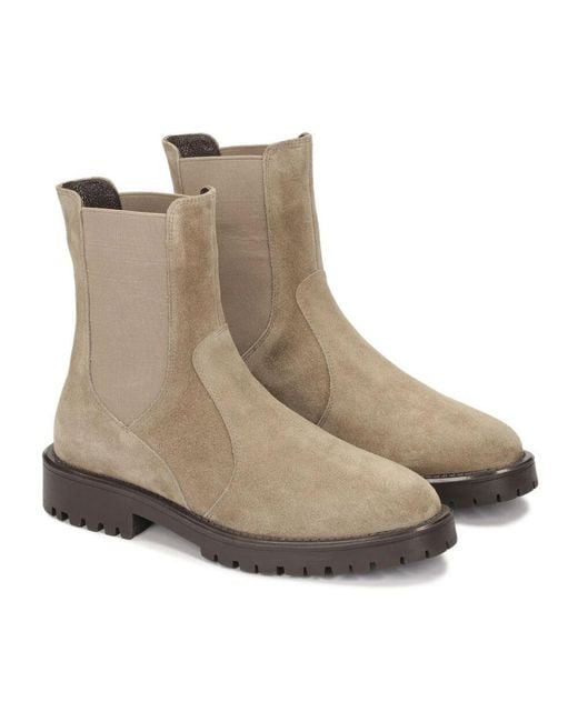 Kazar Brown Slip-On Wildlederstiefel Mit Flacher Sohle