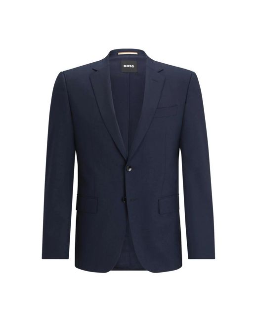 HUGO Jassen ,Blauw ,Wol Slim Fit Wollen Jas in het Blue voor heren