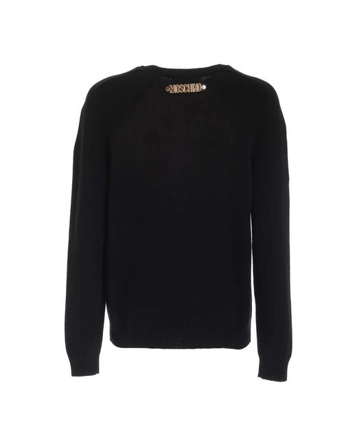 Moschino Black Round-Neck Knitwear for men
