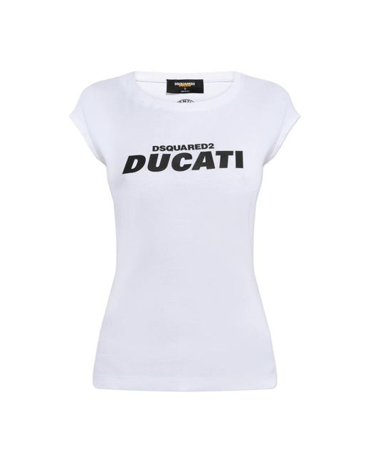 DSquared² Tops ,Wit ,Katoen X Ducati T-Shirt in het White