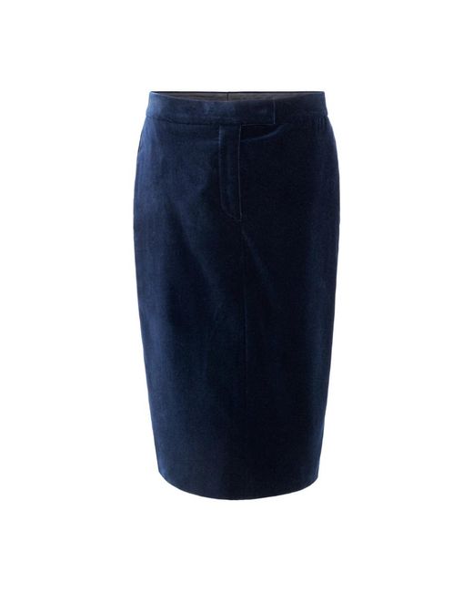 Tom Ford Blue Blauer Samt-Midirock Mit Reißverschluss