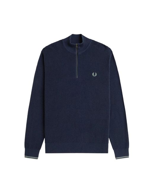 Fred Perry Hoodies & Sweatvesten ,Blauw ,Katoen Blauwe Geometrische Pullover Trui in het Blue voor heren