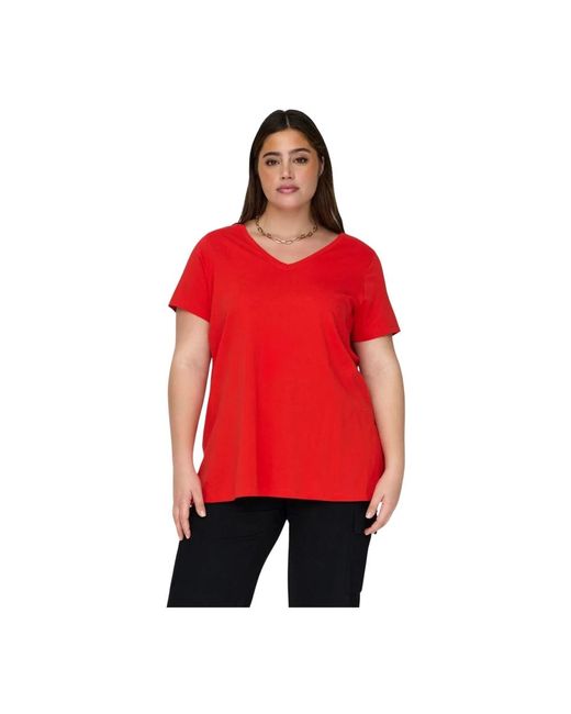Only Carmakoma Red Bonnie life v-ausschnitt shirt