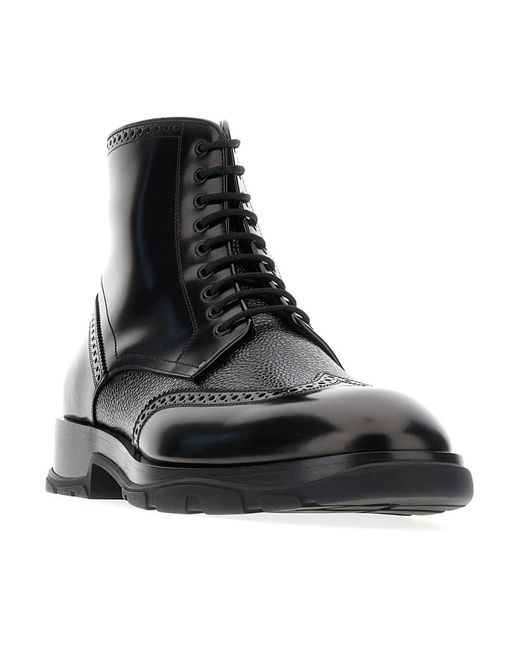 McQueen Black Lace-Up Boots for men
