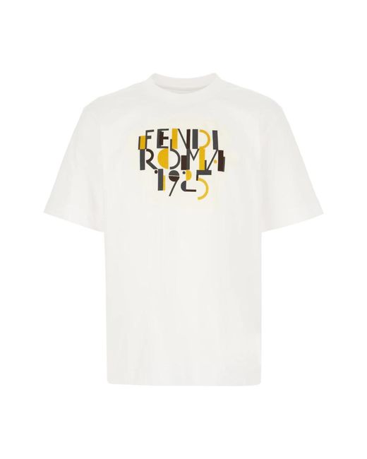 Fendi Tops ,Wit ,Katoen Casual Katoenen T-Shirt Voor Mannen in het White voor heren