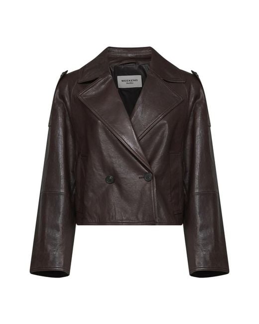Weekend by Maxmara Black Leather Jackets