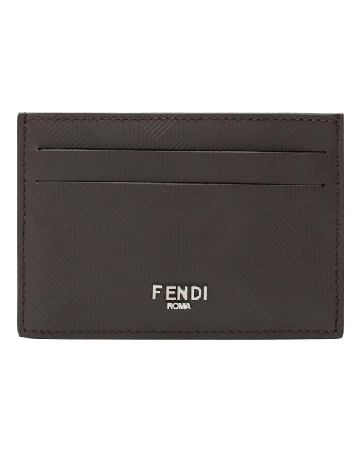 Fendi Accessoires ,Bruin ,Creditcardhouder Portemonnees in het Black voor heren