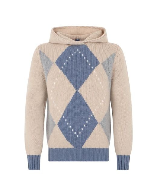 Fedeli Diamond Sweater Met Capuchon in het Blue voor heren