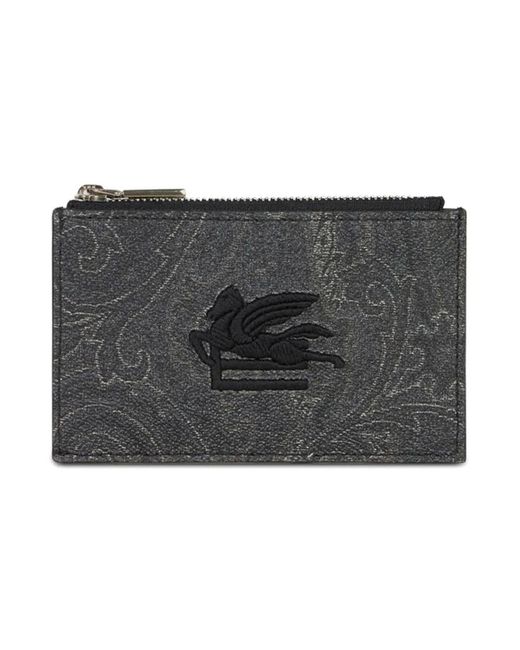 Etro Accessoires ,Zwart ,Portemonnee Met Paisley-Print En Pegaso-Motief in het Black voor heren