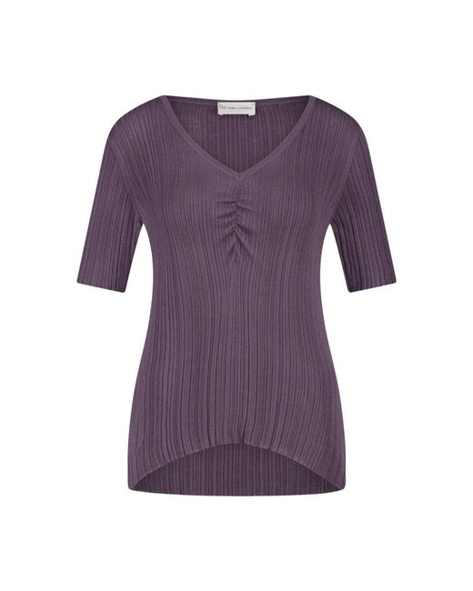 Jane Lushka Purple V-ausschnitt slim fit shirt