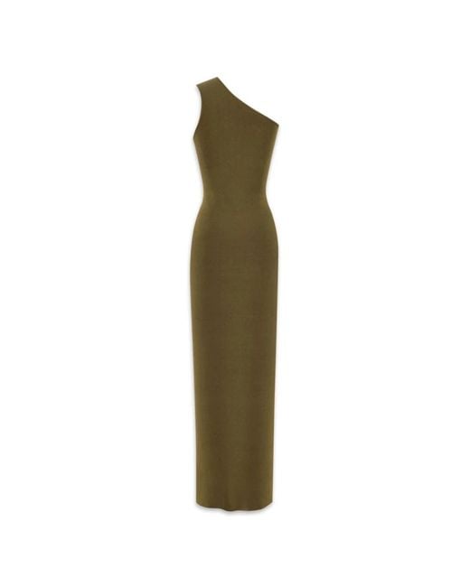 Saint Laurent Green One-Shoulder-Maxikleid aus Seide