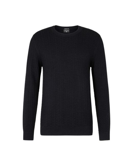 Strellson Truien & Vesten ,Blauw ,Katoen Graphic Texture Knit Sweater in het Blue voor heren
