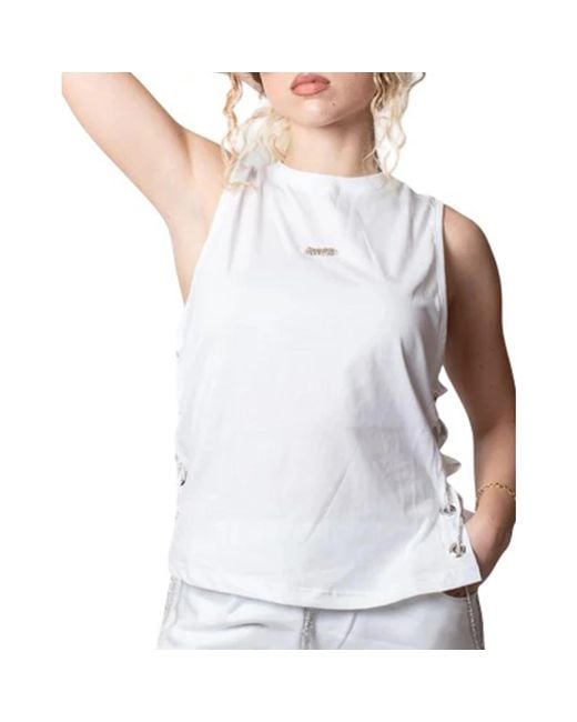 DISCLAIMER White Sleeveless Tops
